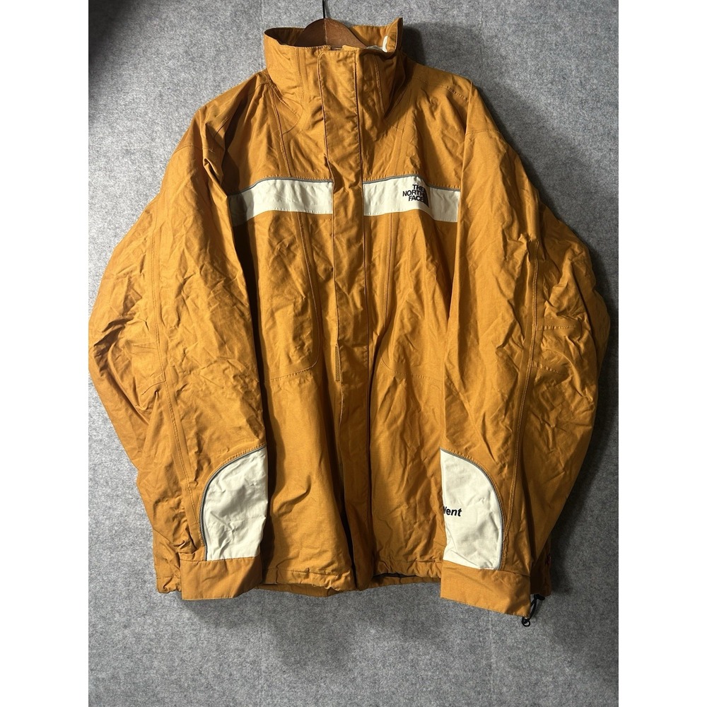 North Face HyVent Ski Snow Jacket Mens XL Orange Waterproof Hooded Shell Parka